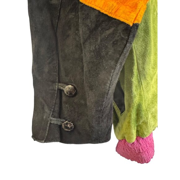 Vintage Char Womens Genuine Leather Fringe Jacket S Multicolor Animal Print Sant - Picture 11 of 12